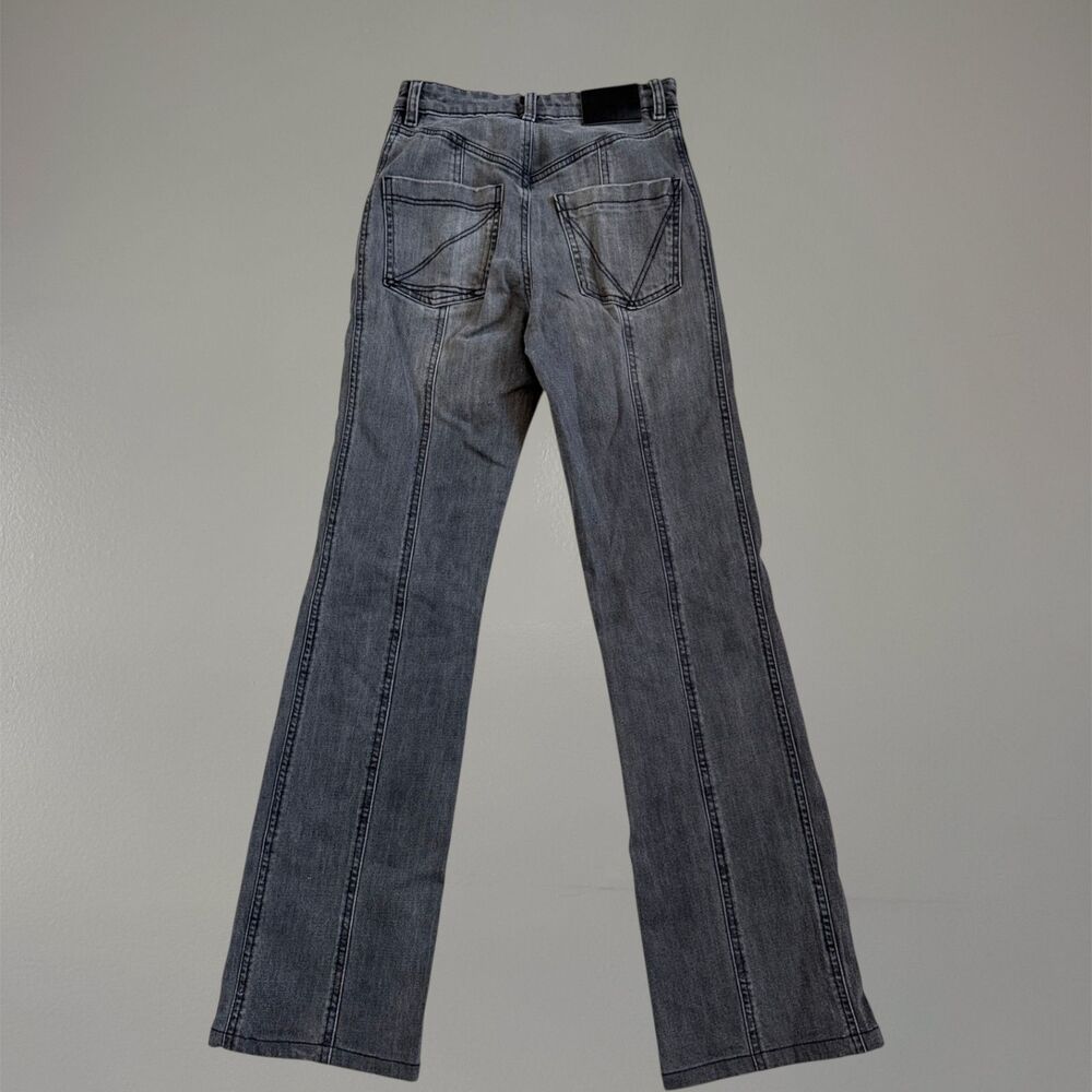 Insane Zadig And Voltaire fW24 Contrast Stitch Yoke Gray Straight Fit Jeans Sz25